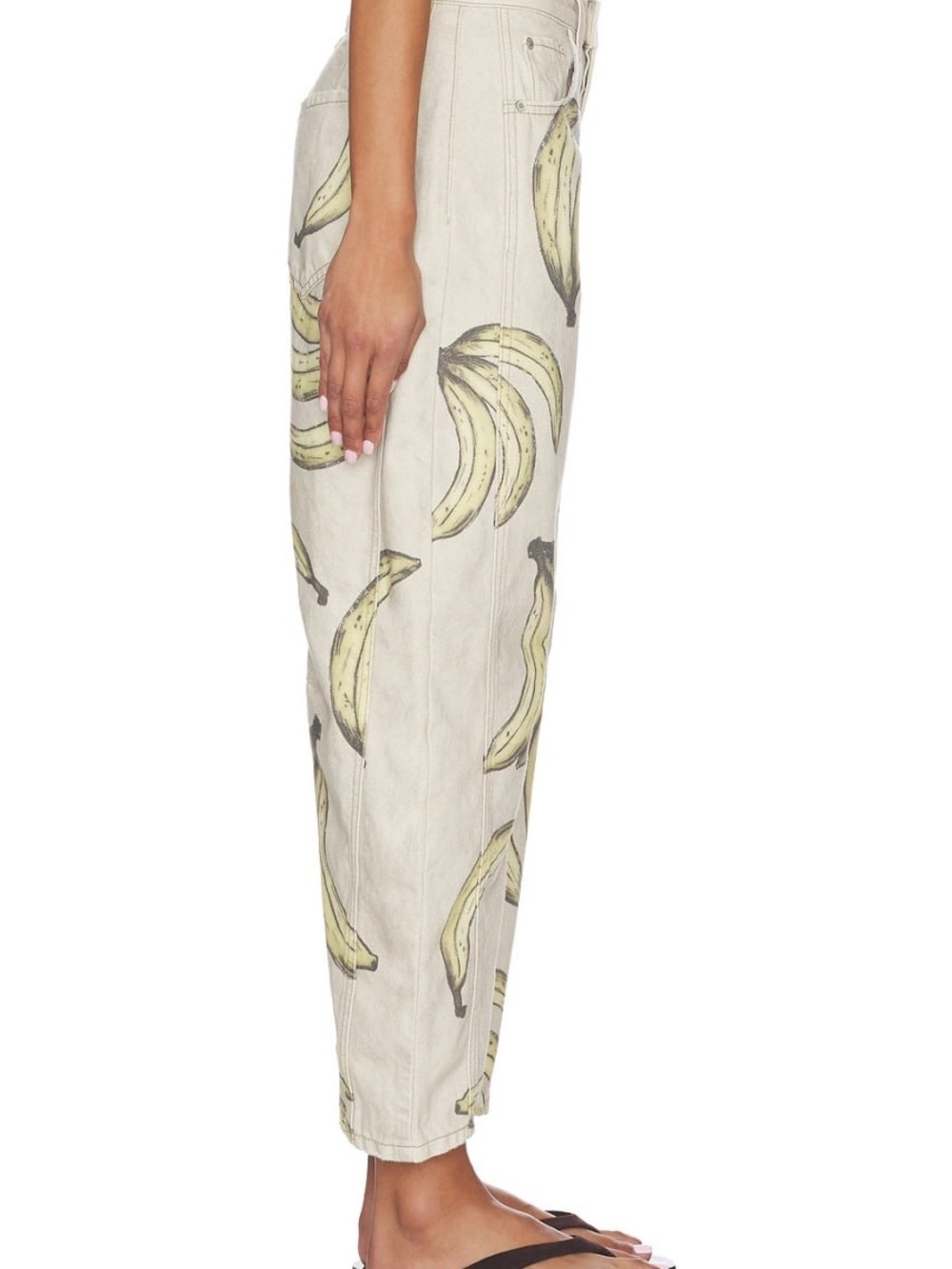 We The Free High-Rise Wide-Leg Banana Print Jeans - Cream & Yellow - Picture 3 of 4